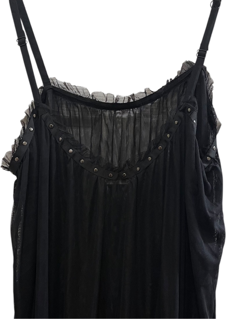 ❤️ NWOT! RARE Free People x Intimately FP Night Out Black Mesh Ruffle Maxi Dress - Picture 7 of 13